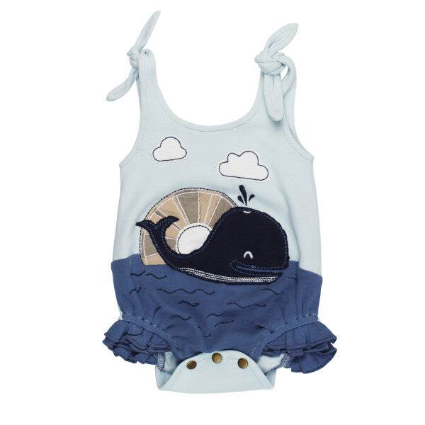 L'oved Baby Applique Harem Bodysuit - Whale