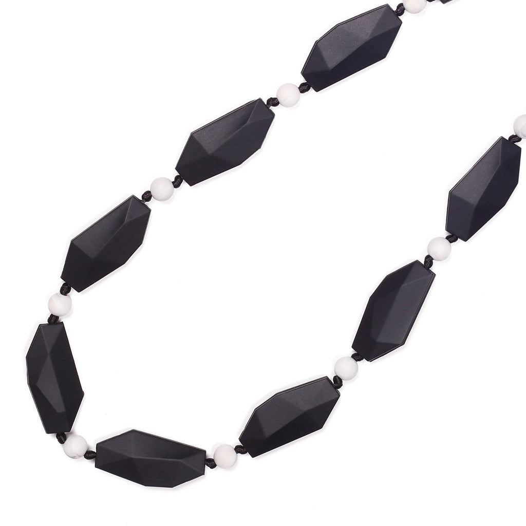 Naomi Teething Necklace - Black/Marble
