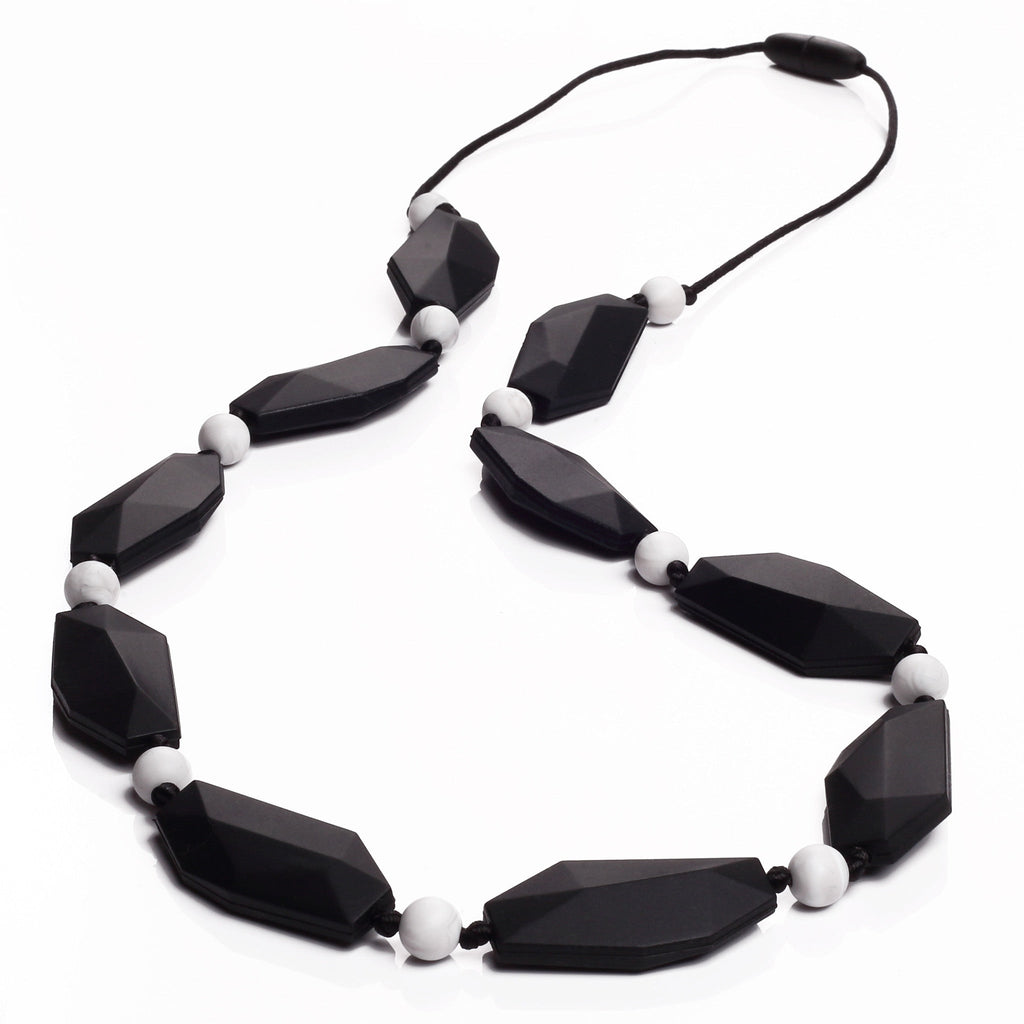 Naomi Teething Necklace - Black/Marble