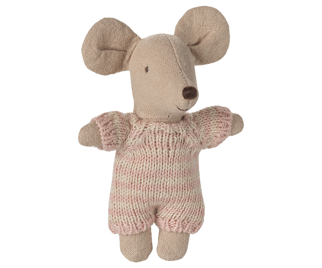 Maileg Baby Mouse in Carrycot - Rose