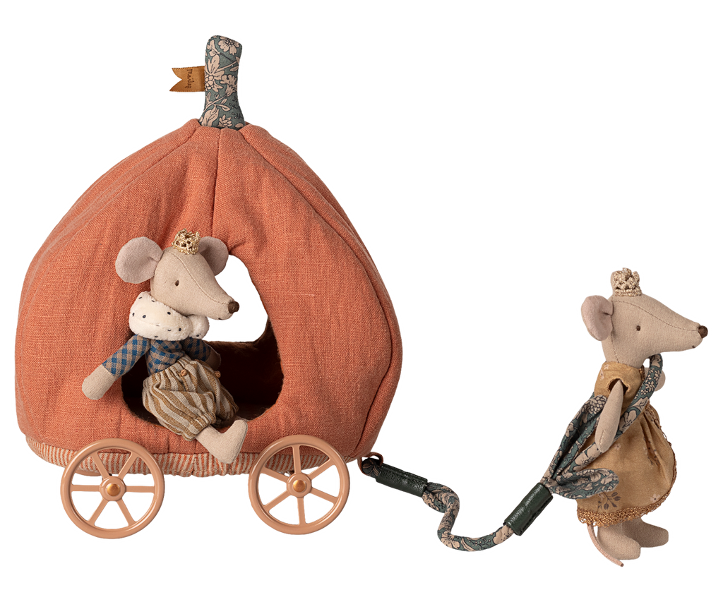 Maileg Pumpkin Carriage, Mouse - Floral Stem