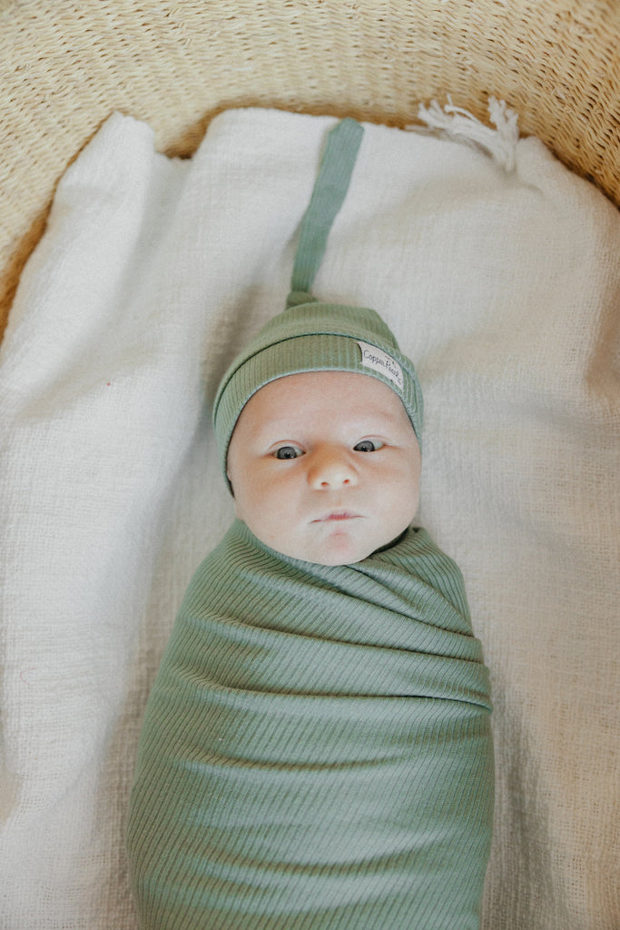 Copper Pearl Rib Knit Swaddle Blanket - Clover