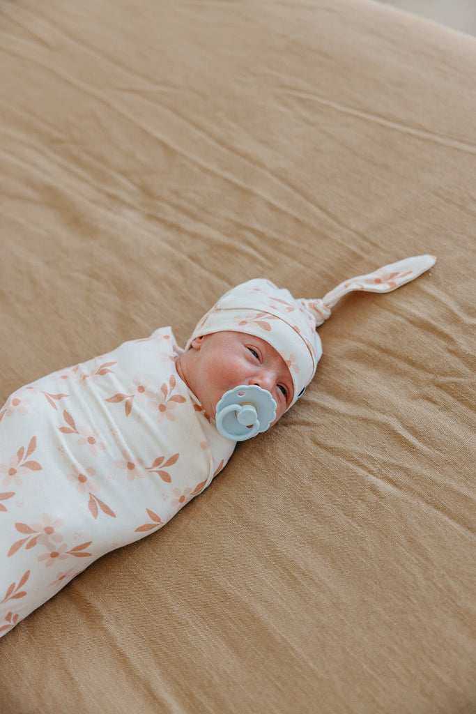 Copper Pearl Newborn Top Knot Hat - Rue