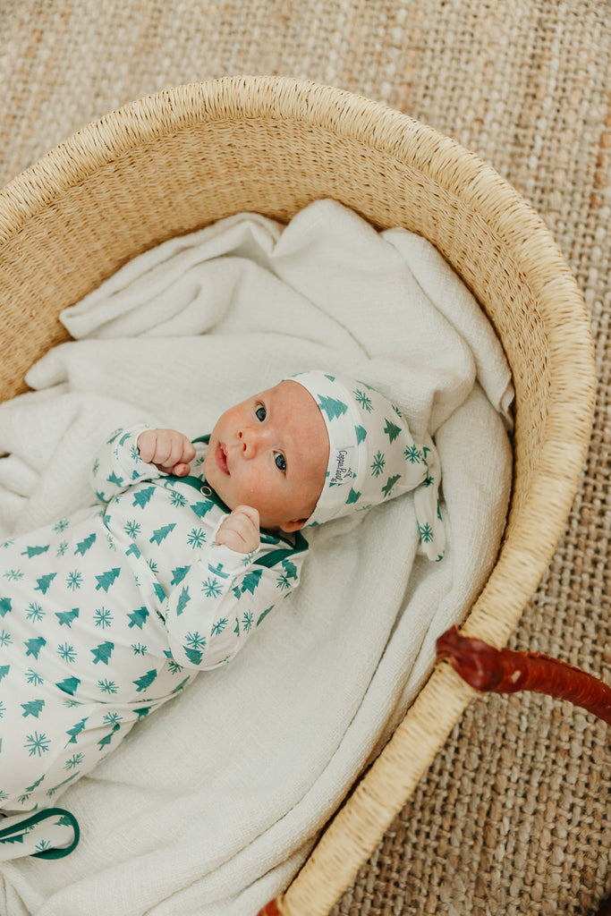 Copper Pearl Newborn Top Knot Hat - Alps