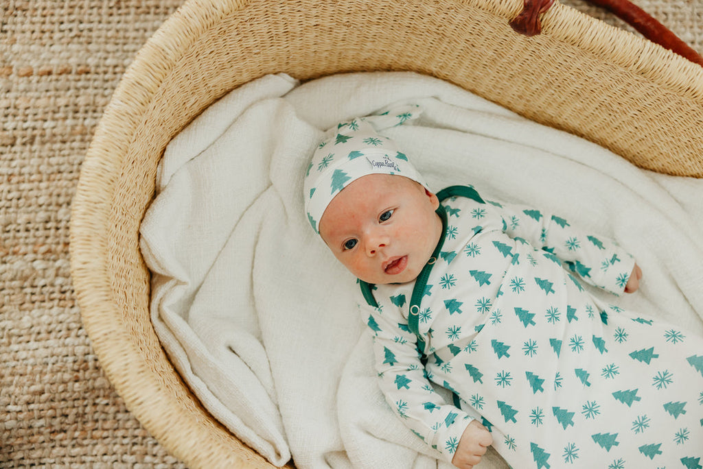 Copper Pearl Newborn Top Knot Hat - Alps