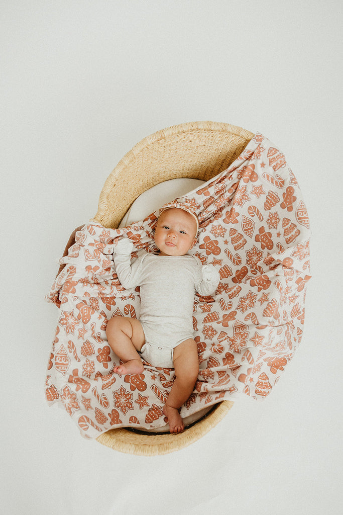 Copper Pearl Knit Swaddle Blanket - Gingerbread