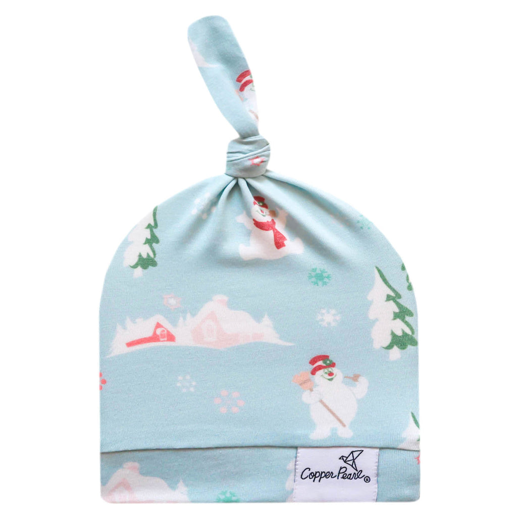 Copper Pearl Top Knot Hat - Frosty The Snowman