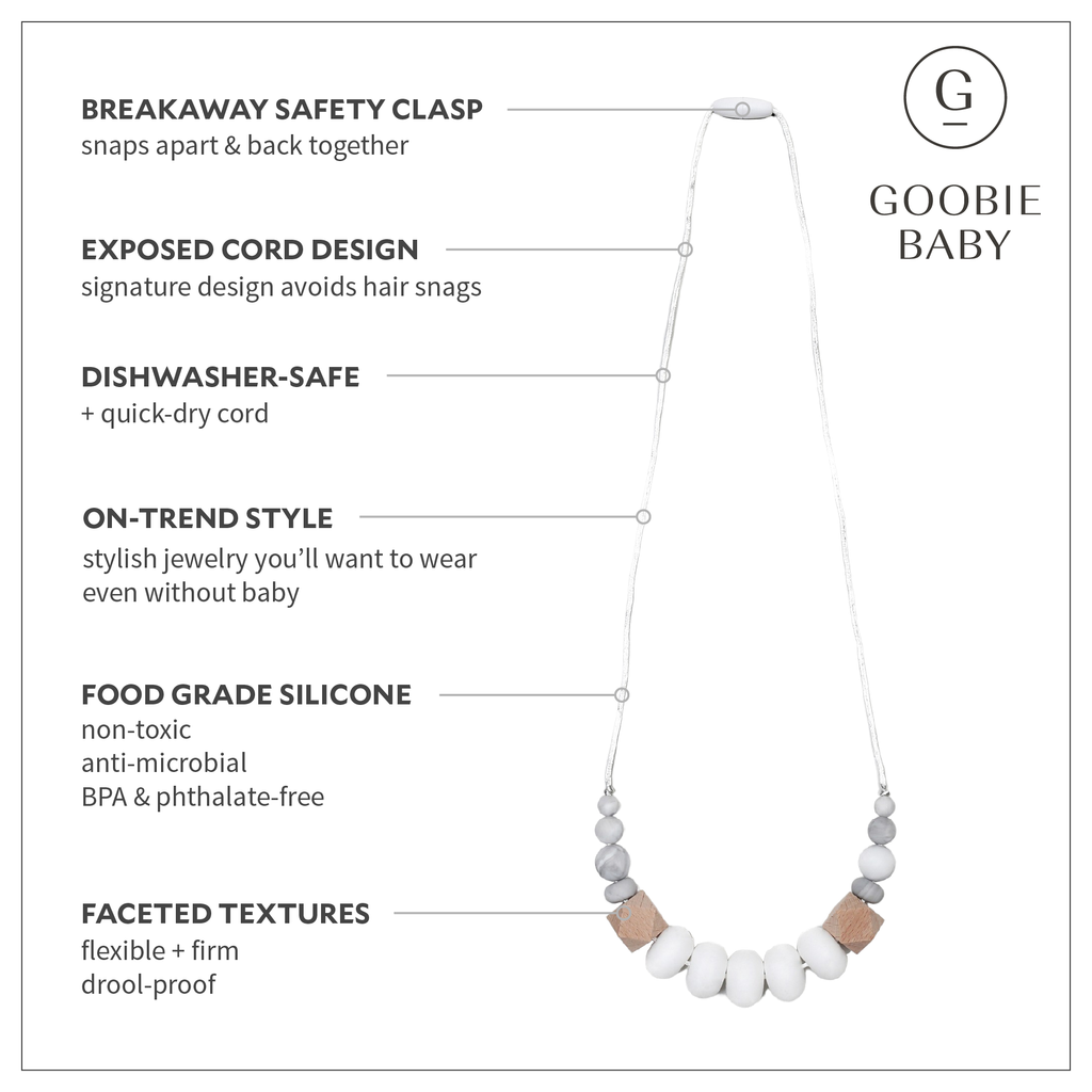 Harper Teething Necklace - White/Marble