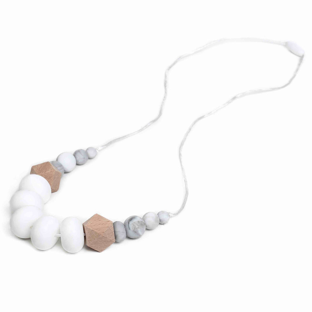 Harper Teething Necklace - White/Marble