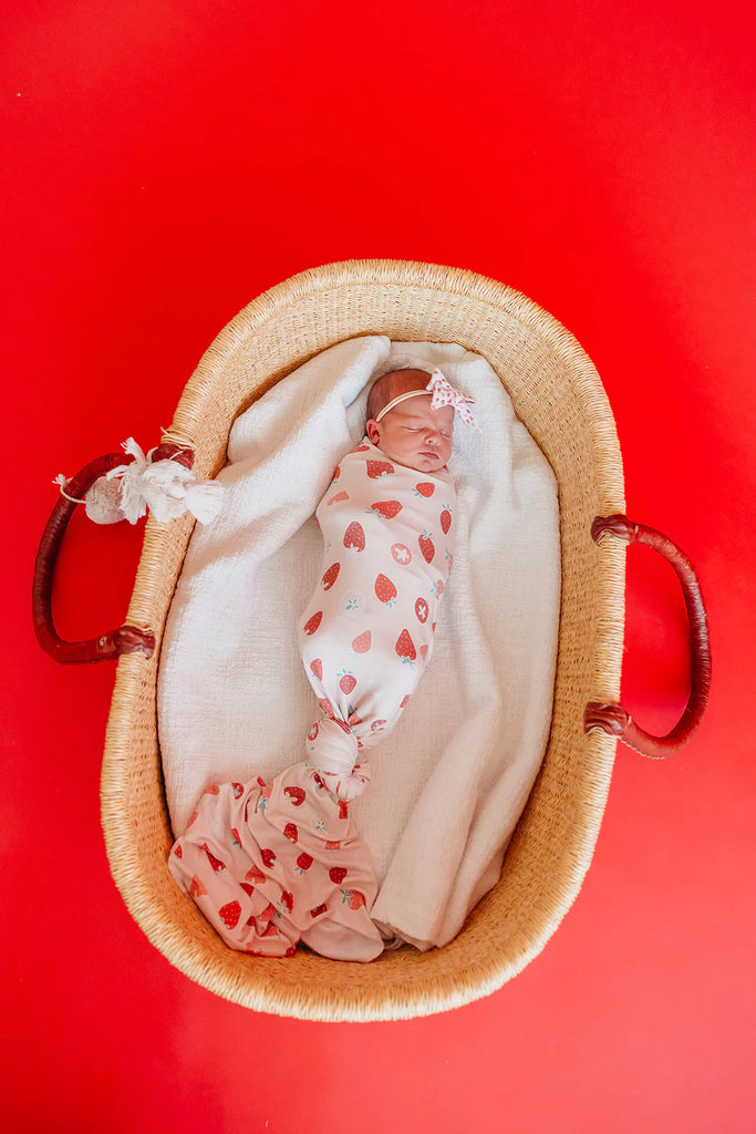 Copper Pearl Knit Swaddle Blanket - Strawberry