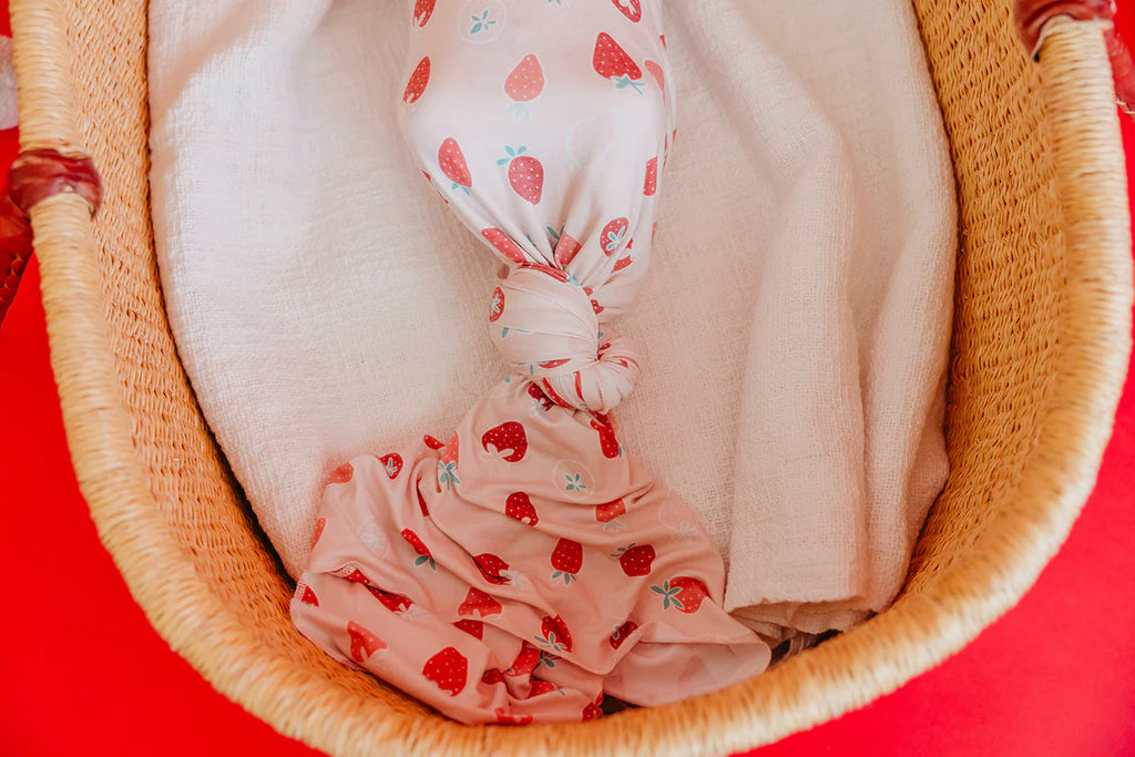 Copper Pearl Knit Swaddle Blanket - Strawberry