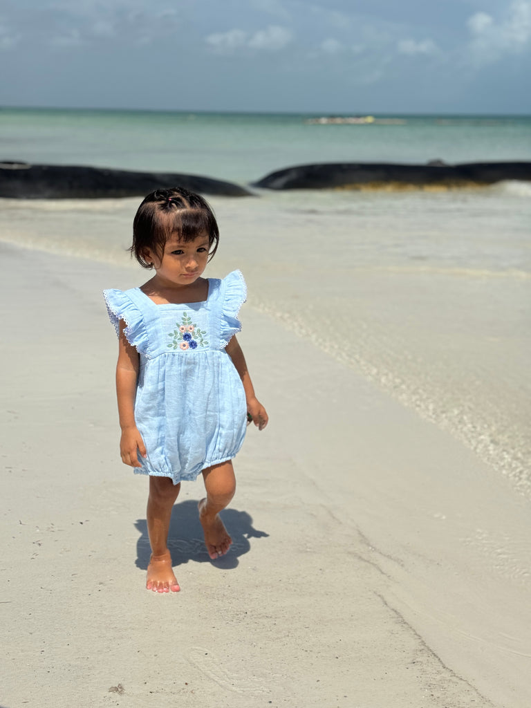 Poppet & Fox Embroidered Frilled Sleeve Onesie