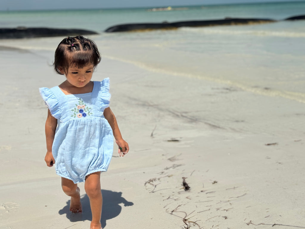 Poppet & Fox Embroidered Frilled Sleeve Onesie