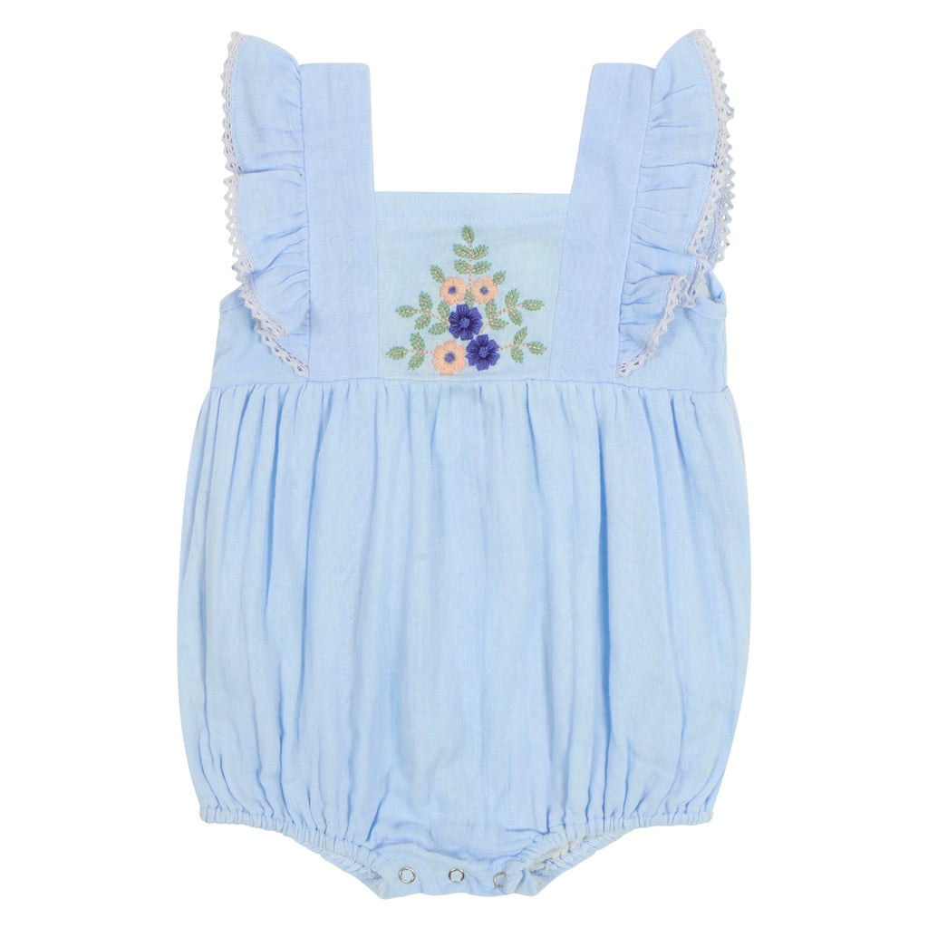 Poppet & Fox Embroidered Frilled Sleeve Onesie