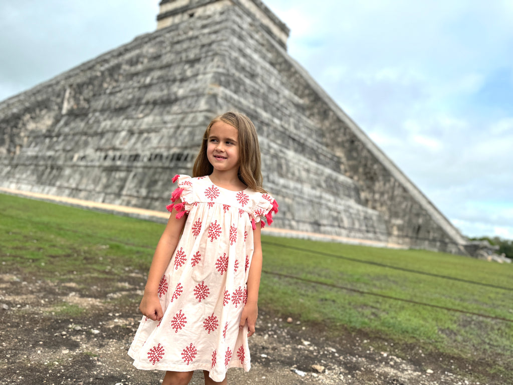 Poppet & Fox Tasseled Sleeved Smock Dress
