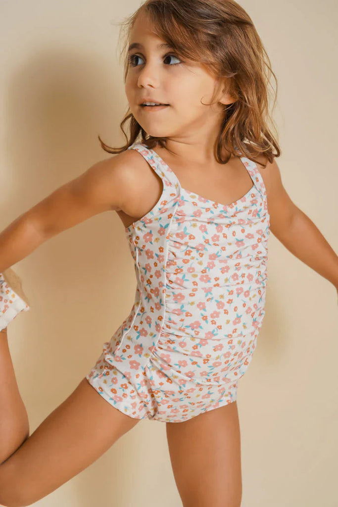 Vintage Girls 1 Piece Swimsuit - Sunset Meadow