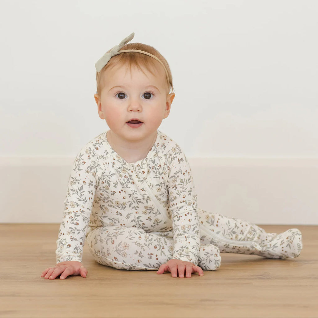 Quincy Mae Bamboo Zip Footie - Woodland