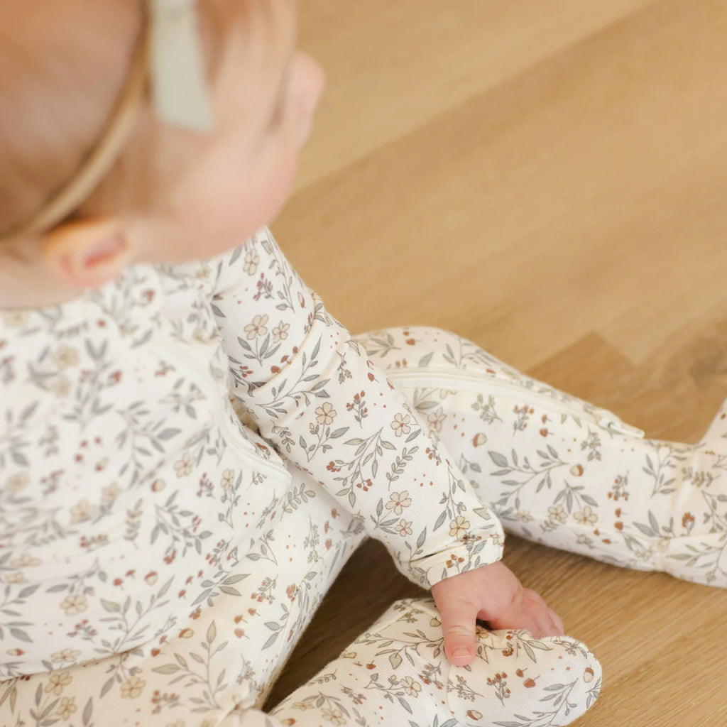 Quincy Mae Bamboo Zip Footie - Woodland