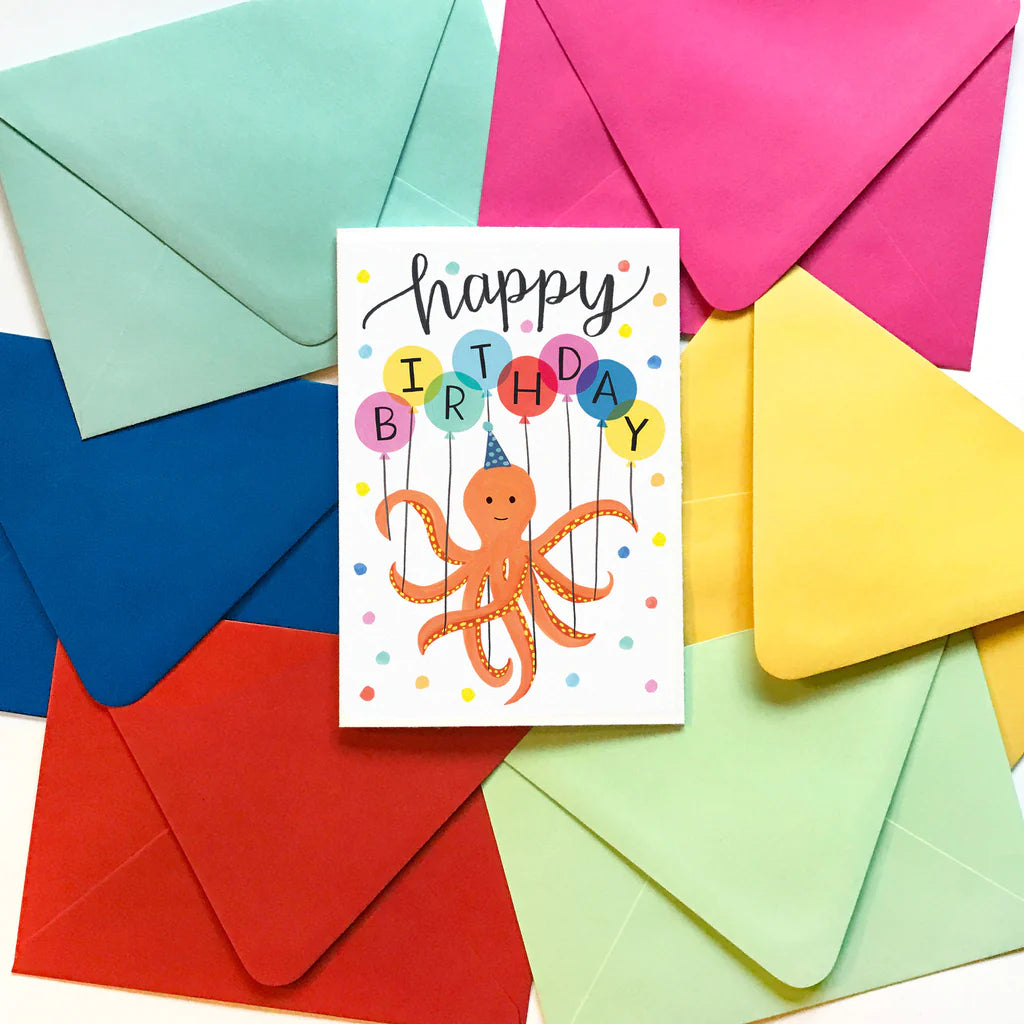 Octopus Balloons - Birthday Card