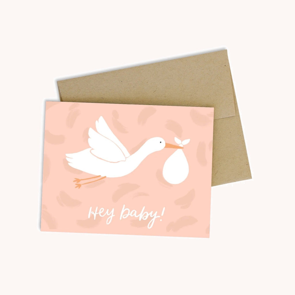 Hey Baby Stork Greeting Card