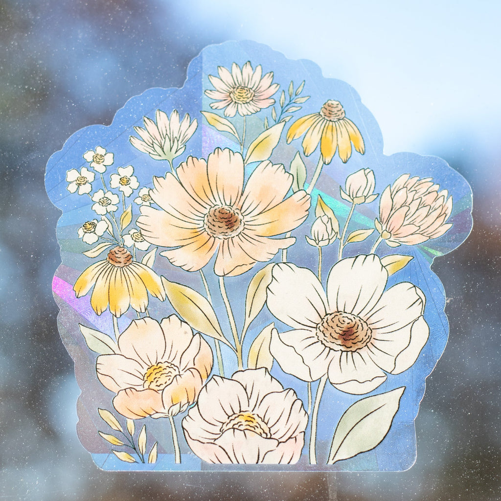 Wildflower Bunch Sun Catcher Window Decal, 5X3.75