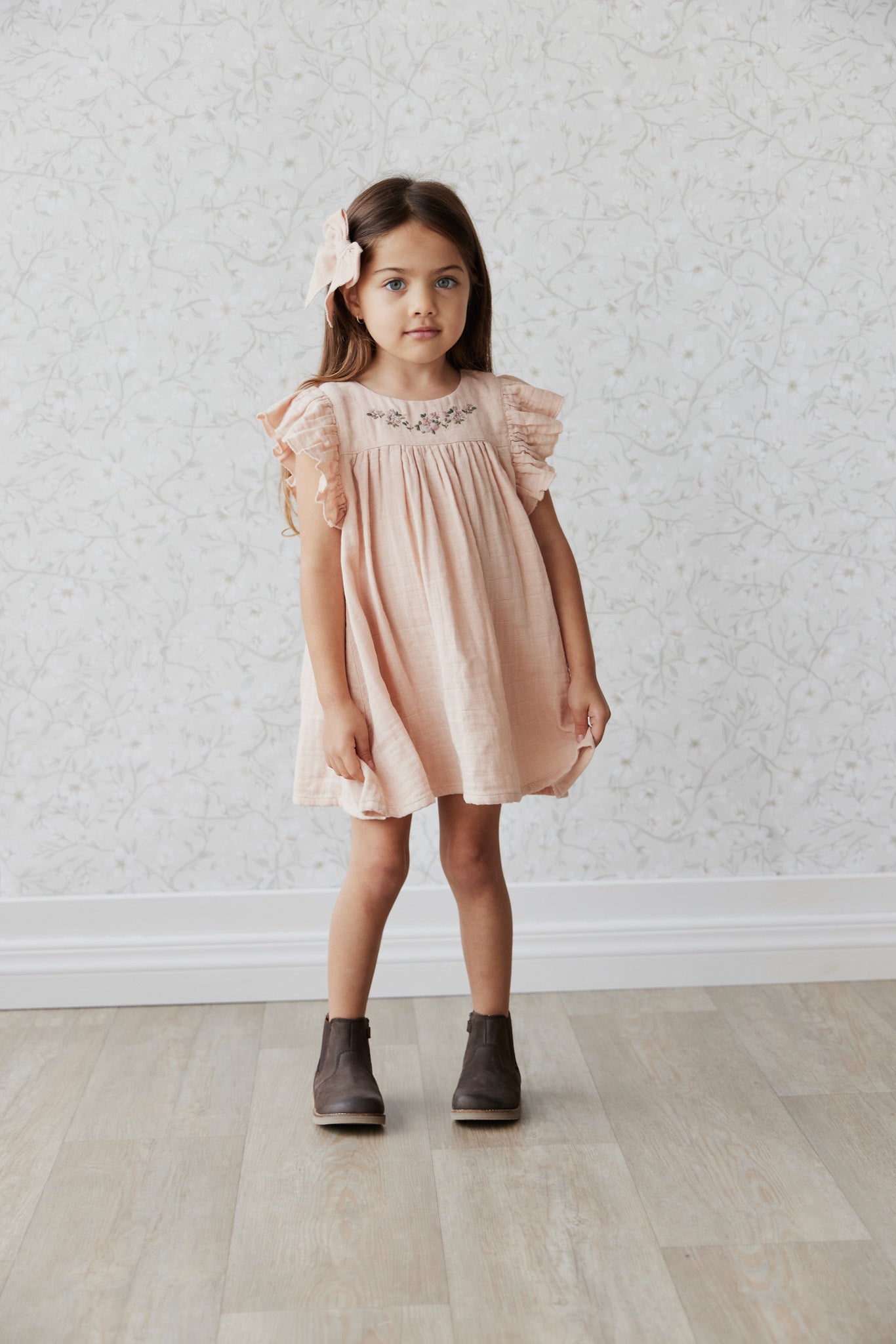 Jamie Kay Organic Cotton Muslin Eleanor Dress - Dusky Rose Mini Mint Jamie Kay Organic Cotton Muslin Eleanor Dress - Dusky Rose Mini Mint