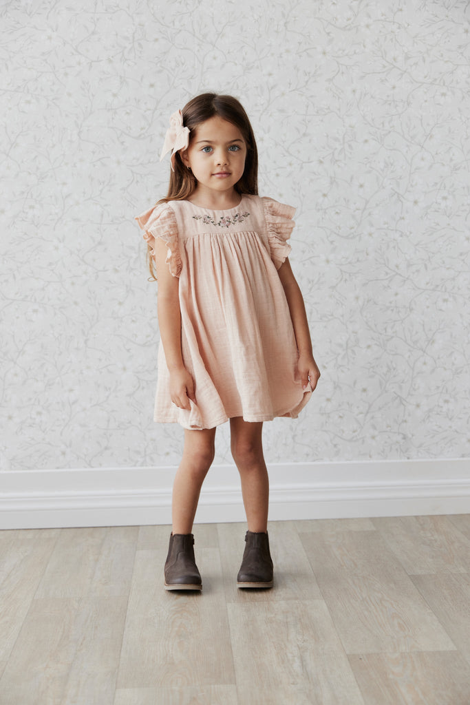 Jamie Kay Organic Cotton Muslin Eleanor Dress - Dusky Rose