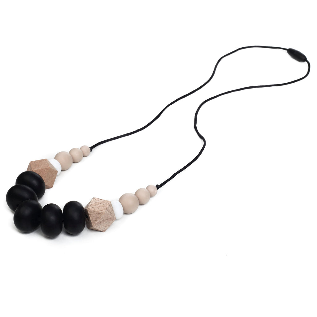 Harper Teething Necklace - Black/Oatmeal