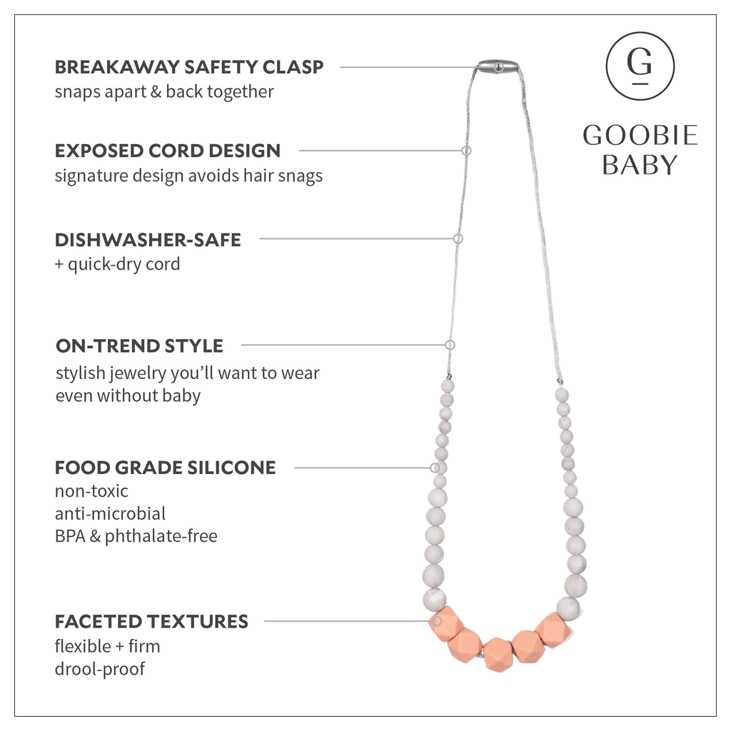 Madison Teething Necklace - Peach/Marble
