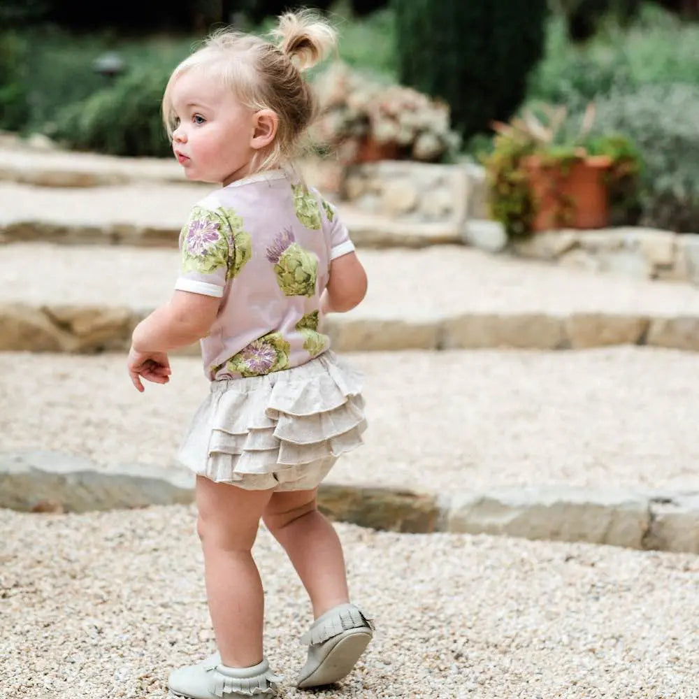 Grey Pinstripe Ruffle Bloomer