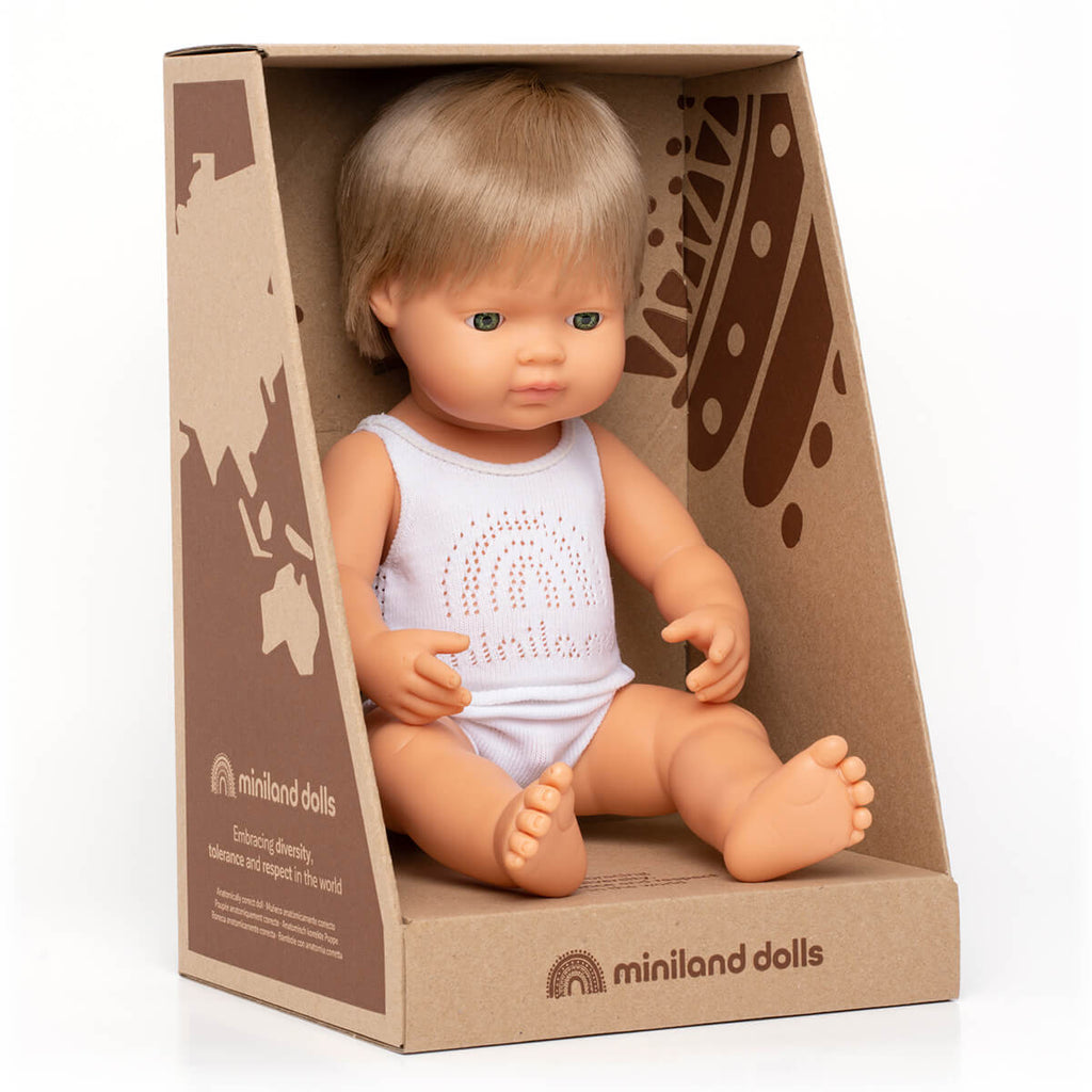 Miniland Baby Doll Dark Blonde Boy