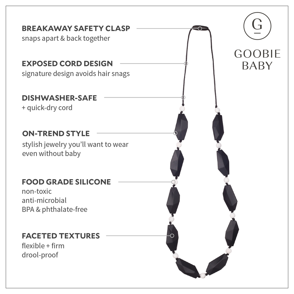 Naomi Teething Necklace - Black/Marble