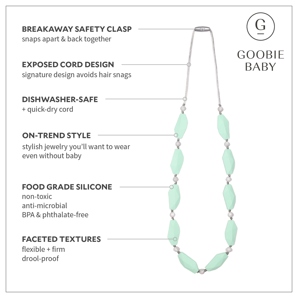 Naomi Teething Necklace - Mint/Marble