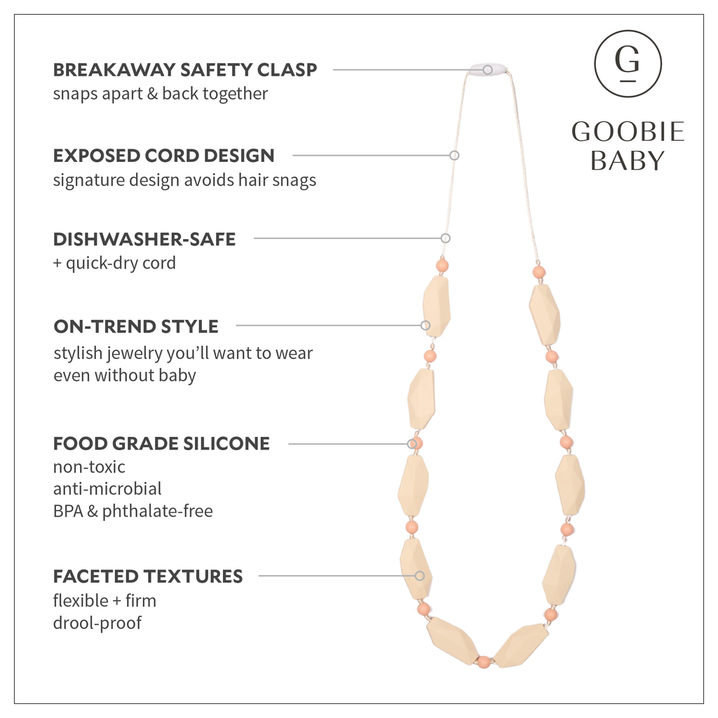 Naomi Teething Necklace - Peach/Cream