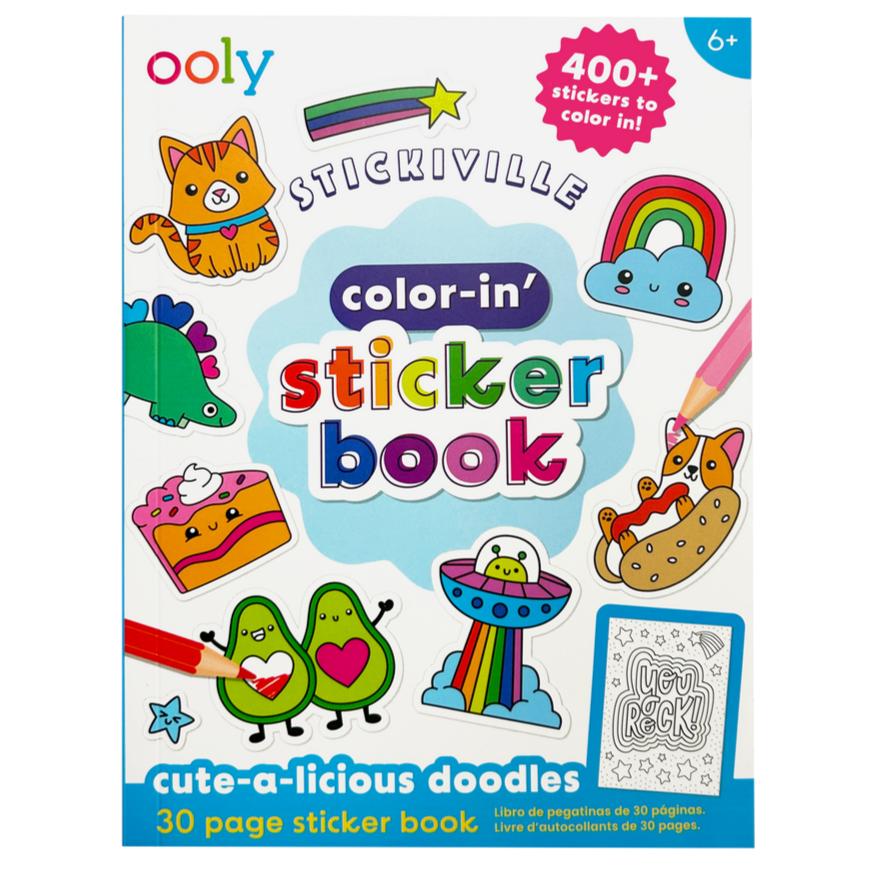 Stickiville Color-In’ Sticker Book - Cute-A-Licious Doodles