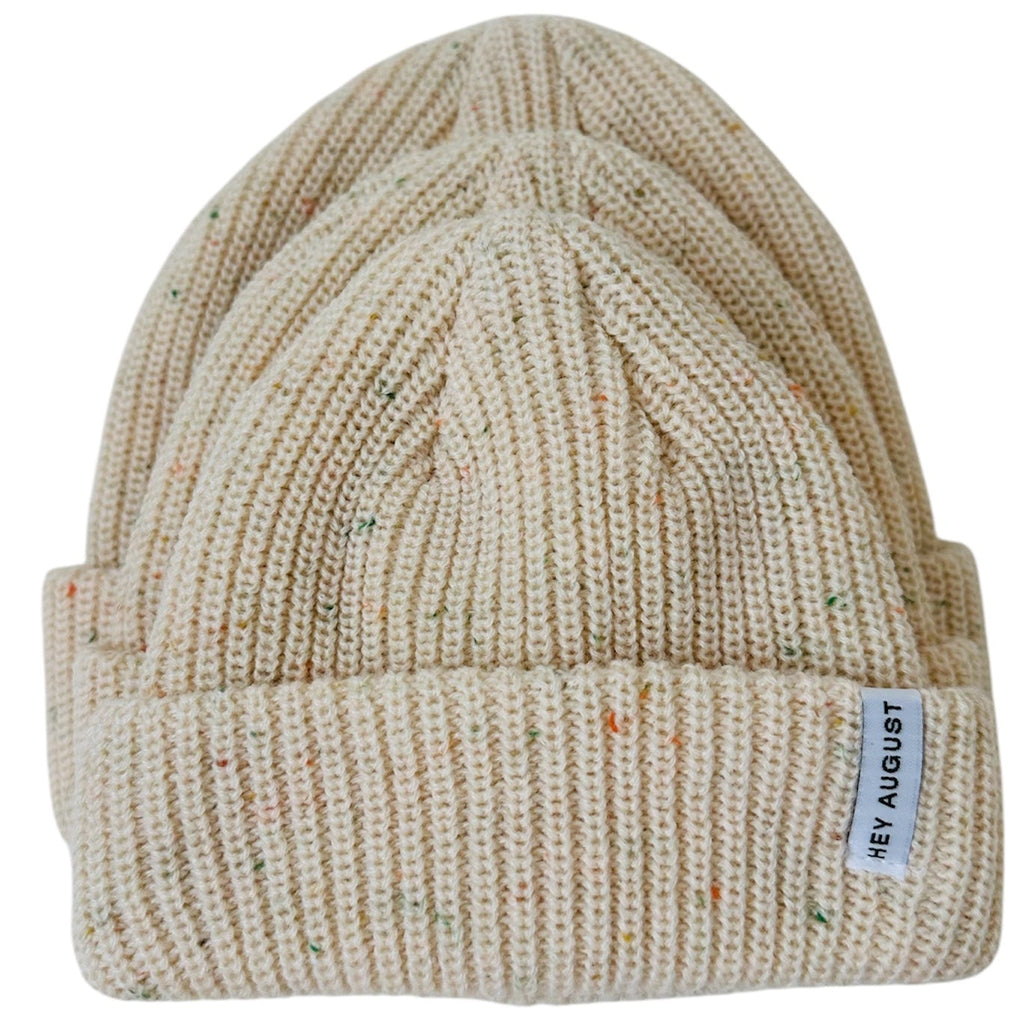 Thick Knit Beanie - Cream Speck