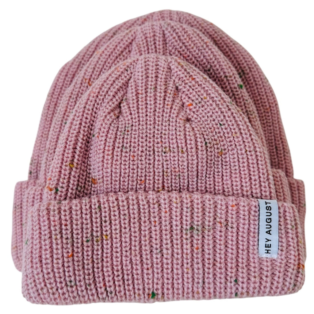 Thick Knit Beanie - Pink Speck