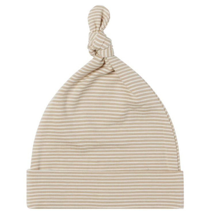 Quincy Mae Baby Hat - Latte Micro Stripe