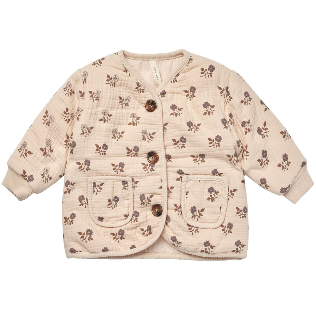 Quincy Mae Quilted Button Jacket - Fig Flora