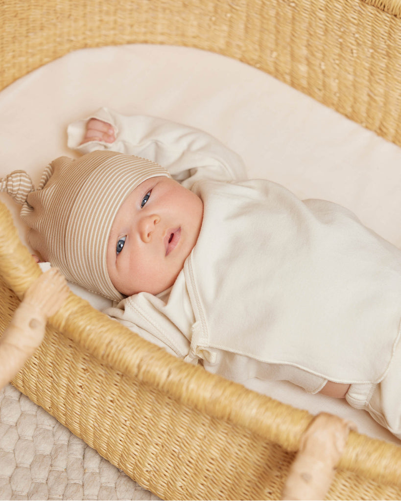 Quincy Mae Baby Hat - Latte Micro Stripe