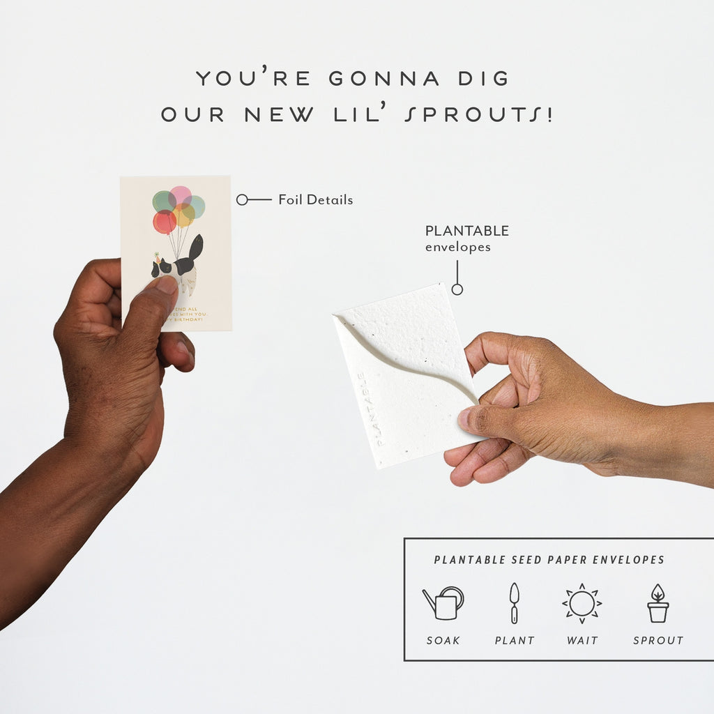 Birthday Kitty Sprout - B'day Mini Greeting Card