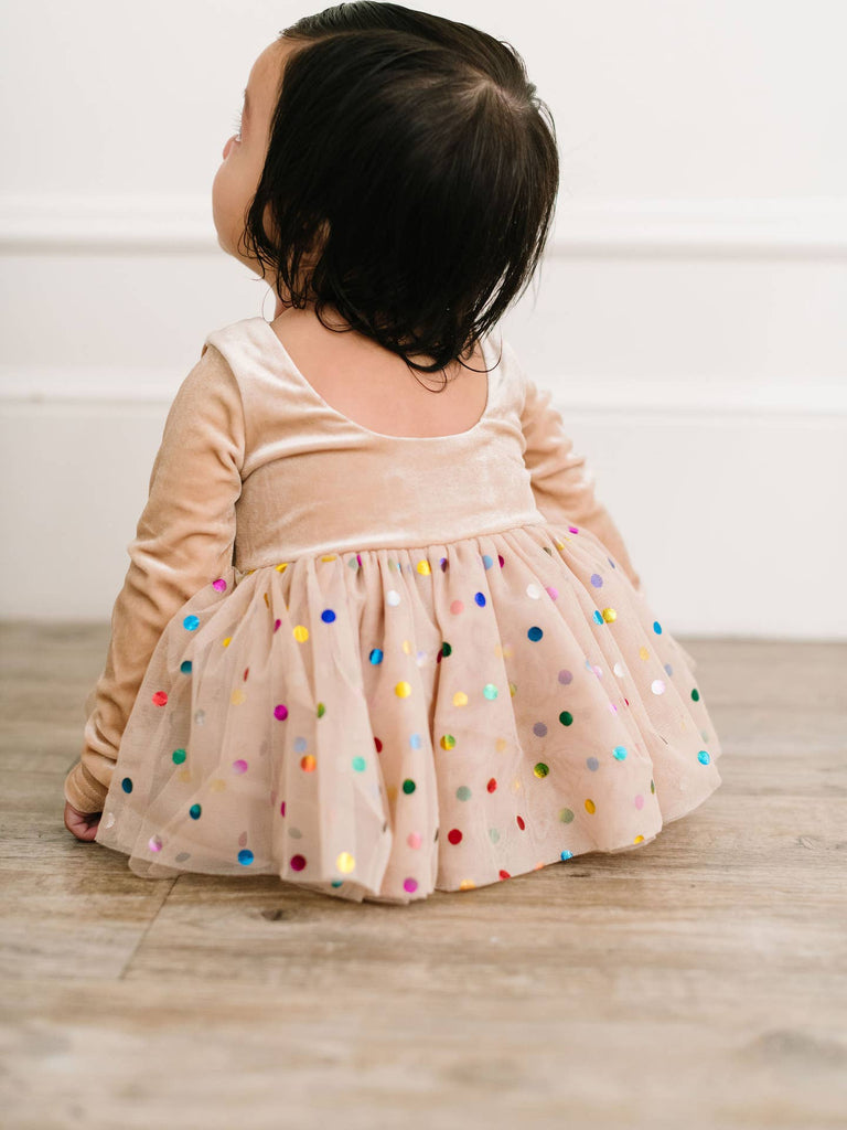 Carly Romper in Confetti Cream - Baby Bubble