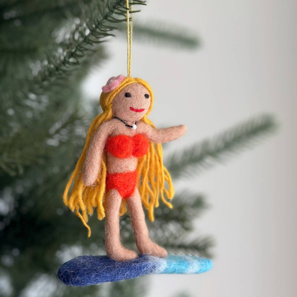 Surfer Girl Felt Ornament - Blonde