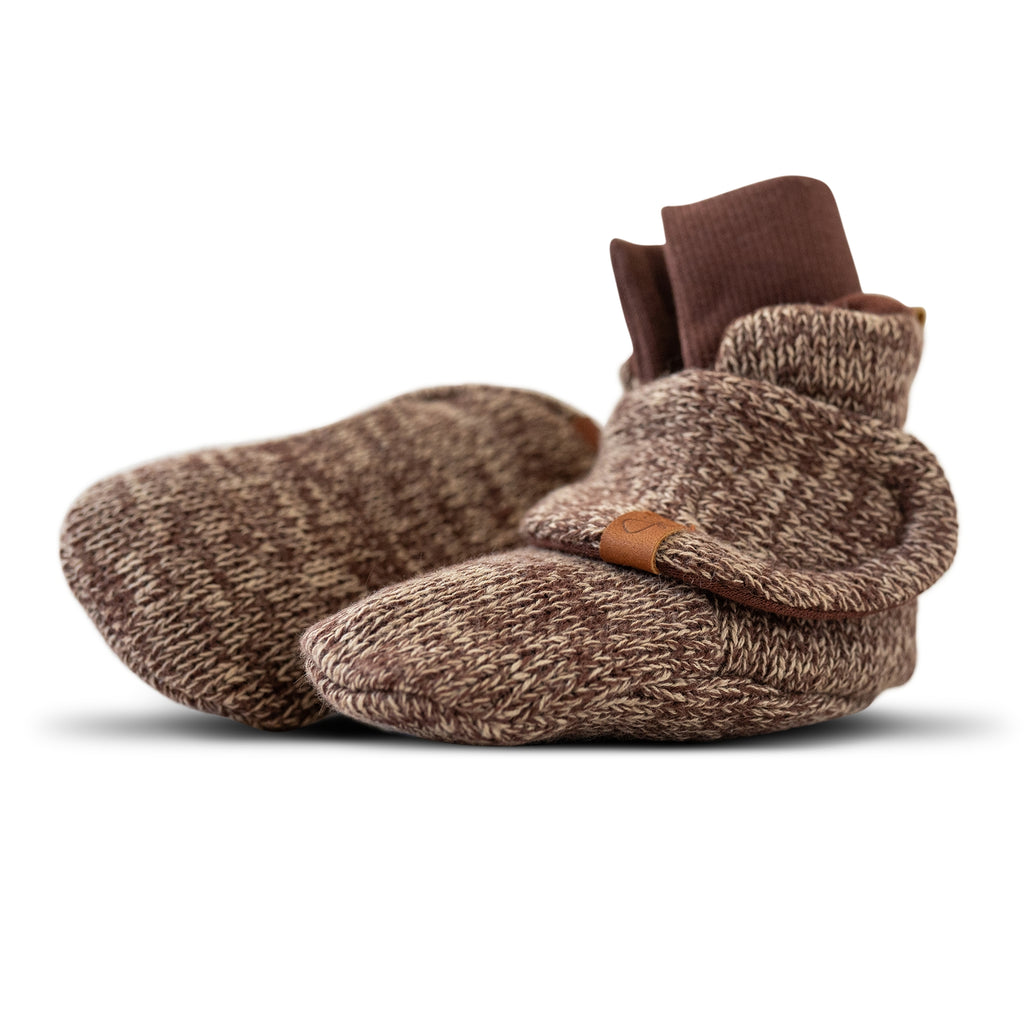 Knit Cotton Baby Stay-On Boots - Bark