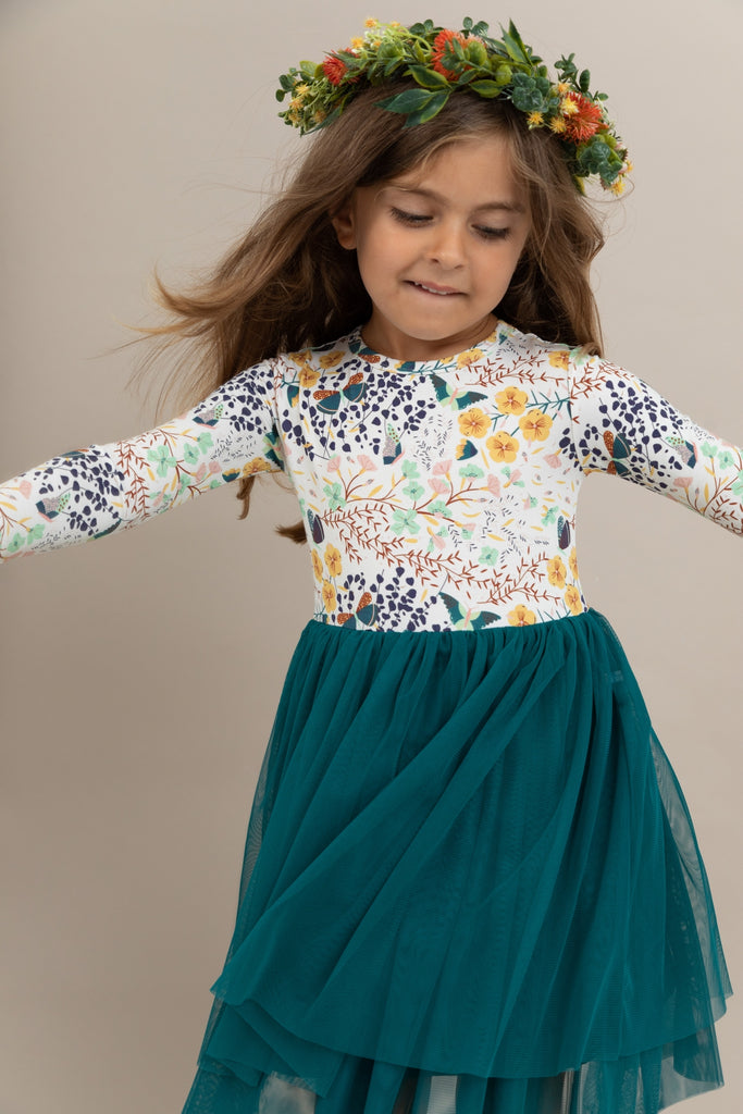 Kids Bamboo Tulle Dress  - Willa Long sleeve