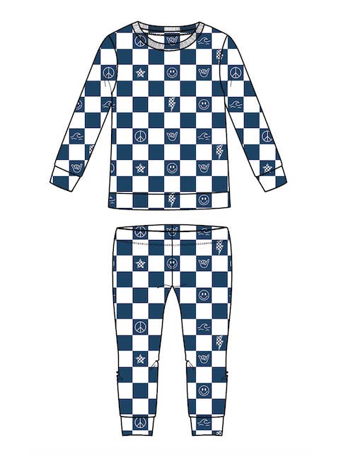Kids Bamboo Pajamas - Check It Out - Blue