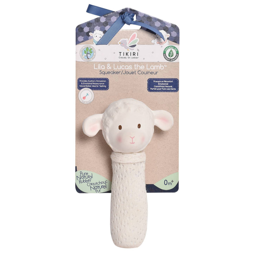 Bahbah the Lamb Baby Squeaker w/ Natural Rubber Teether Head