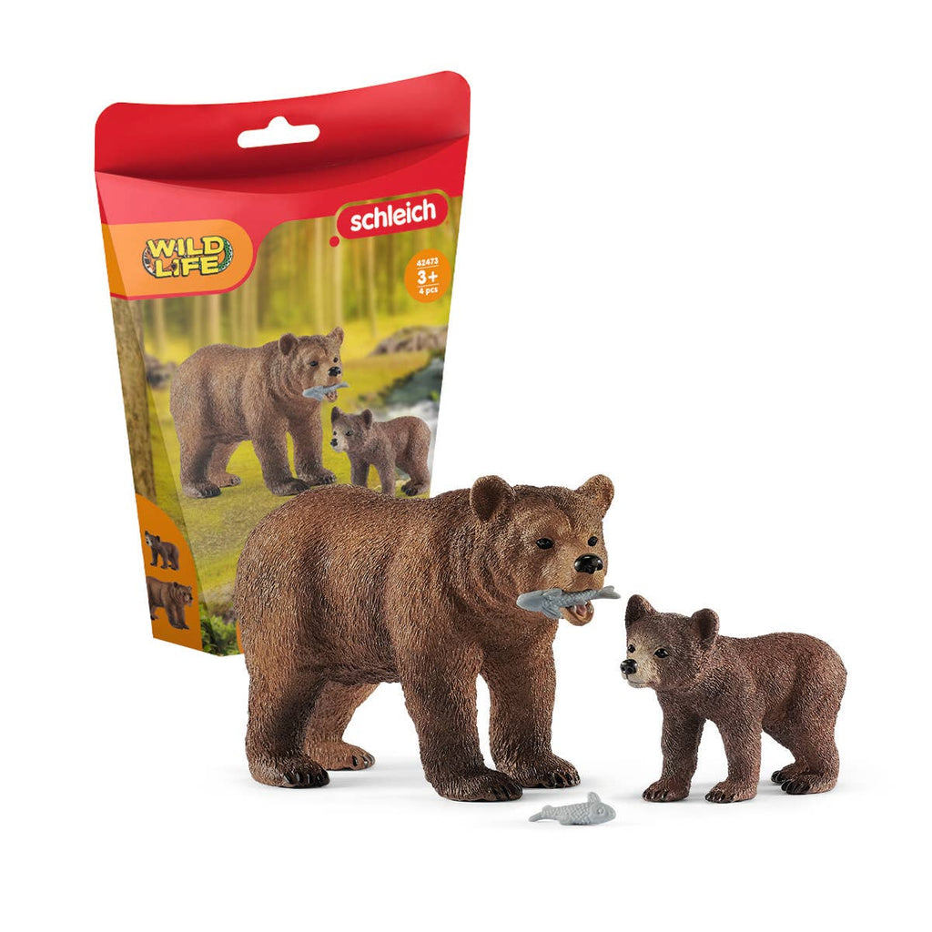 Grizzly Bear Mother with Cub Wild Animals Playset