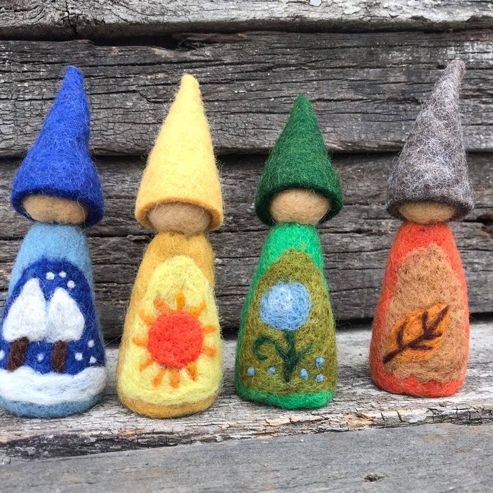 Gnome Felt Finger Puppets - Set of 4
