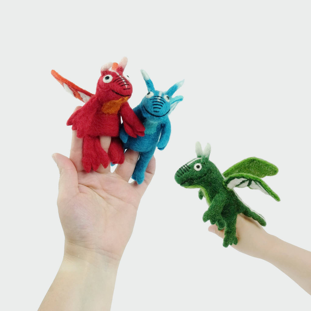 Felt Finger Puppets - Dragon - Assorted